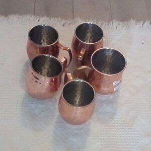 Jodhpuri  INC Stainless Steel  Hammered Copper Mugs Four  4